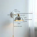 GobekUsa Ceramic Wall Lamp with Pull Chain Switch & Copper Arm, Nordic Modern LED Fixtures