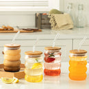 GobekUsa Creative Glass Cup Set with Lid and Straw - Perfect for Parties