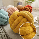 GobekUsa Handmade Knotted Boucle Circle Plush Pillow Brown