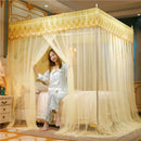 GobekUsa Lace Pleated Queen Bed Net Canopy with Stainless Steel Bracket