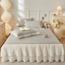 GobekUsa Lace Ruffles Cooling Bed Skirt Set with Pillowcases