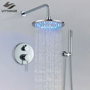 GobekUsa Brass Shower Set with 2-Way Mixer and Handheld Spray - 8-16" Rain Shower Head