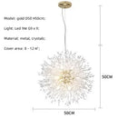GobekUsa Dandelion Gold/Chrome Chandelier with Crystals, G9 Pendant Lights for Elegant Lighting