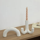 GobekUsa Elegant White Ceramic Candlestick Holder for Home Decor and Dining Table