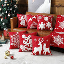 GobekUsa Christmas Embroidered Cotton Canvas Pillow Covers Snowflake Elk Decor