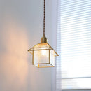 GobekUsa Cube Glass LED Pendant Light: Modern Copper Hanging Lamp for Bedroom, Restaurant, Hallway