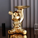 GobekUsa Bear Ornaments Key Trays Cosmetic Boxes Cartoon Figurines Desktop Decorations