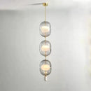 GobekUsa Clear Gray Amber Glass Pendant Light with Marble Gold Metal Finish