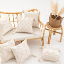 GobekUsa Geometric Tufted Cushion Cover Beige Patchwork Pillow Covers Wabi-sabi Style