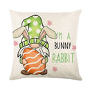 GobekUsa Easter Bunny Rabbit Linen Cushion Cover 45x45cm - Flower Print Festival Pillowcase