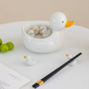 GobekUsa Duck Chopstick Holder Tray White Rabbit Porcelain Plate Home Decor