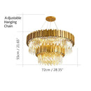 GobekUsa Golden Stainless Steel Crystal Chandelier: Modern Round LED Light for Dining Room