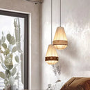 GobekUsa Bohemian Fringe Pendant Lamp: Retro Tassels Hanging Light in Hand-Woven Hemp Rope Fabric