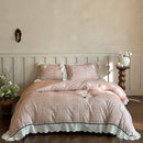 GobekUsa French Lace Ruffles Lattice Bedding Set 1000TC Egyptian Cotton Duvet Cover Sheets Pillows
