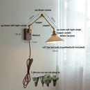 GobekUsa Ceramic LED Wall Light Rotatable Walnut Bedside Lamp