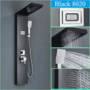 GobekUsa Black Shower Panel Column Wall Mount Rainfall Waterfall Faucet Hot Cold Mixer Tap