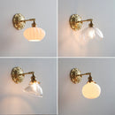 GobekUsa Green Glass LED Wall Lamp with Copper Base for Bedroom Living Room