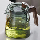 GobekUsa Glass Teapot Wood Handle Set - Chinese Tea Ceremony, High Boron Silicon Pot
