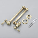 GobekUsa Brushed Gold Brass Pot Filler Faucet with Folding Spout - Wall Mounted Kitchen Tap