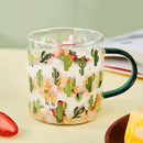 GobekUsa Cactus Glass Tea Milk Cups With Scale - Coffee Mug Tumbler Water Cups