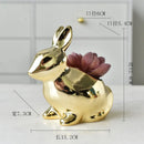 GobekUsa Golden Rabbit Ceramic Flower Pot | Cartoon Succulent Planting Vase