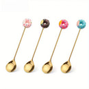 GobekUsa 4PCS Stainless Steel Creative Candy Donut Dessert Fork and Coffee Spoon Set