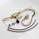 GobekUsa Gold Kitchen Sink Mixer Faucet with Pull Out Spray Head Rotation - WF-4118