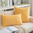 GobekUsa Corduroy Striped Patchwork Throw Pillow Covers Set, Farmhouse Style Yellow Classic Pillowcases
