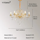 GobekUsa Gold Crystal Chandelier with Lamp Shade for Elegant Living Room, Bedroom, and Kitchen