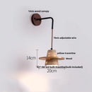 GobekUsa Copper Wood LED Wall Sconce Yellow Travertine Stone Bedside Light