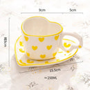 GobekUsa 250ml Coffee Cup and Saucer Set with Heart Handle Hand-painted Pink Hearts
