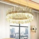 GobekUsa Crystal LED Chrome Pendant Chandelier for Kitchen Dining Living Room