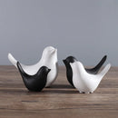 GobekUsa Bird Figurine Set Nordic Ceramic Black White Table Sculptural Ornament