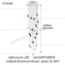 GobekUsa Golden Tube Chandelier: Modern Designer LED Staircase Light for Nordic Loft Apartment