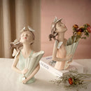 GobekUsa 30cm Pink Butterfly Girl Vase Statue Modern Home Decor Resin Figurines