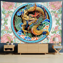 GobekUsa Golden Dragon Totem Carving Tapestry: Mysterious Psychedelic Wall Hanging
