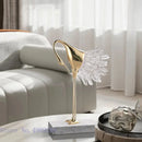 GobekUsa Crane Golden Bird Agate Marble Crystal Home Decor Craft Statue
