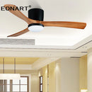 GobekUsa 48-Inch Wooden LED DC Ceiling Fan with Remote Control White Wood