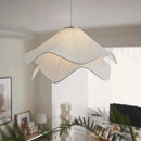 GobekUsa LED White Fabric Pendant Light for Living Room Bedroom Dining Table