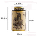GobekUsa Leopard Pattern Tank Ceramic Storage Jar with Lid for Jewelry and Cosmetics