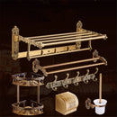 GobekUsa Bronze Carved Bath Accessories Set: Shelf, Towel Rack, Paper Holder, Toilet Brush Holder