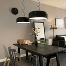 GobekUsa Glossy Black Round Pendant Light for Dining Room, Modern Nordic Hanging Lamp