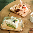 GobekUsa Cake Dessert Wood Plate with Glass Dust Cover | Elegant Serving Dish for Various Treats