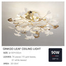 GobekUsa Ginkgo Leaf Bedroom Lamp: Post-modern Romantic Art Ceiling Light for Master Bedroom