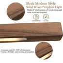 GobekUsa Black Walnut Dining Pendant Light: Simple Log Strip Design for Dining Room, Office