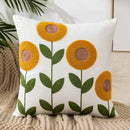 GobekUsa Daisy Yellow Floral Geometric Pillow Cover - Soft Cozy Embroidery for Living Room