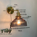 GobekUsa Glass Pull Chain LED Wall Lamp Copper Socket Study Living Room Stair Light