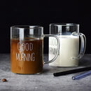 GobekUsa Good Morning Glass Mug - Transparent Tumbler with Handle