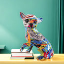GobekUsa Chihuahua Dog Ornament Resin Handicrafts Home Decor Graffiti Art 18cm