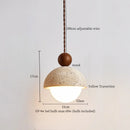 GobekUsa LED Pendant Lights Yellow Travertine Wood Hanging Lamp for Bedroom Dining Room
